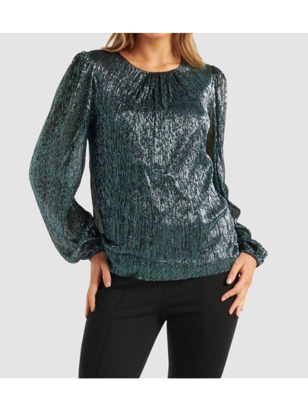 EVER NEW Paige Plisse Blouson Sleeve Top Size‎ Small